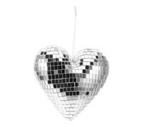 Alipis Boule Disco Miroir en Verre Forme CœUr 6.7 Pouces DéCoration SoiréE Disco Mariage Bar Scène Ambiance Unique