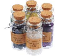 Alipis Bouteille de Pierre Précieuse en Cristal, Bouteille de Souhaits 5-7mm, Verre et Bois, Lot, Décoration Maison et Bijoux, Collection