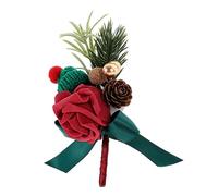 Alipis Boutonnière de Mariage Noël Rouge Fleur Artificielle avec Épingle Décor Champêtre pour Marié et Témoins Accessoire Élégant pour Cérémonies et Anniversaires