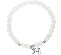 Alipis Bracelet Fête Licorne pour Filles en Perles D'opale Blanches, Extensible, Léger et Confortable, Bijou pour Cadeau Anniversaire ou Usage Quotidien