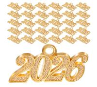 Alipis Breloques 2026 en Alliage Doré 100 Pièces Moyenne Taille Pendentifs Chiffres pour Colliers et Bracelets Décorations DIY pour Nouvel An Diplômes et Créations Personnalisées