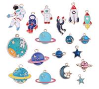 Alipis Breloques Pendentifs Univers Astronautes DIY 18 Pièces Alliage Zinc Multicolore Création Bijoux Loisirs Créatifs Présents Fête Style Aléatoire