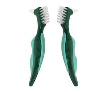 Alipis Brosse à dents pour prothèse à double tête 2pcs, nettoyage des débris, poils en nylon, seniors, usage quotidien, vert