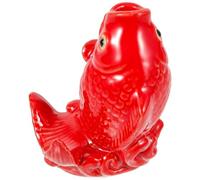 Alipis Buse de Pulvérisation Décorative en Céramique Rouge de Carpe pour Fontaine Extérieure, Solide et Réaliste, pour Décoration de Jardin et Bassin