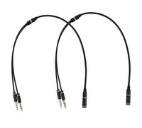 Alipis Câble Répartiteur Audio 35 MM 2 Pièces 30 CM Noir Adaptateur Combiné Casque et Microphone Connecteur Plaqué Or 24K Blindage Aluminium Compatible PC et Ordinateur Portable