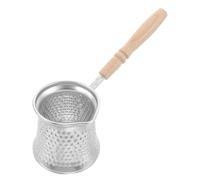 Alipis Cafetière Turque, Mini Cafetière 350ml, Cuivre Argenté, Poignée en Bois, Technologie de Préparation au Sable, Résistante la Chaleur, Cuisine et Bureau