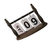 Alipis Calendrier Perpétuel Bois Design Nordique Calendrier de Bureau Vintage à Rabat Support Bois Ovale Démontable pour Gestion de Date Au Bureau Salon ou Étude