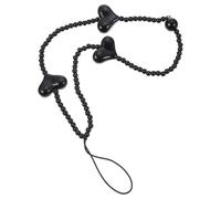 Alipis Chaîne de Téléphone Portable en Acrylique Noir de Cœur Dragonne Courte Antichute Décoration Téléphone Légère et Détachable Accessoire Pratique pour Smartphone et Porte-Clés