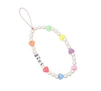 Alipis Chaîne pour Téléphone Portable Décorative Perles D’amour et Motif Rainbow, Lot de 2 Lanières Fines pour Smartphone Femme, Style Bohème, Longueur 22 Cm, Couleur Multicolore