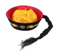 Alipis Chapeau Chinois Traditionnel Style Qing en Laine Peignée et Feutre Léger, Accessoire Costume Empereur Asiatique Tresse, pour Carnaval et Nouvel An