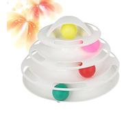 Alipis Chat Interactif à Pistes, Plateau Rond 4 Niveaux, Blanc | Plastique, Divertissement Interactif, Garde L’animal Actif, Présent pour Chatons et Chats, Jeu Partagé