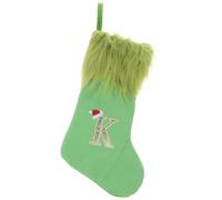 Alipis Chaussette de Noël géante Verte tricotée avec initiales (39,4 cm) avec Sangle de Suspension - Cadeau en Peluche pour Les fêtes