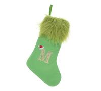 Alipis Chaussette de Noël Verte Maille Douce avec Lettre Brodée Décor Festif Original pour Fête Familiale et Décoration Sapin Chaussette de Noël et Élégante