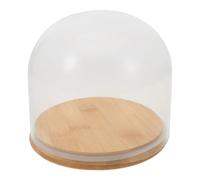 Alipis Cloche Verre avec Socle Bambou Scellé pour Fleurs Éternelles Décoration Transparente Dôme Exposition DIY pour Desserts Collections et Figurines
