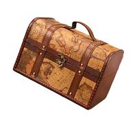 Alipis Coffre Au Style Rétro Bois Pour Garçon Fille Boîte De Rangement Décorative Pour Jouets Et Trésors Coffre Pirate Pour Maison Et Garçon Fille