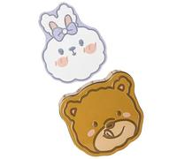 Alipis Coffret Bonbon 2pcs en Tôle Design Ours et Lapin, Boîte à Biscuits Multifonction pour Décoration et Rangement, Fabrication Soignée pour Garçon et Filles