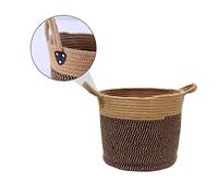 Alipis Corbeille à Fleurs Murale En Rotin Bacs De Rangement Panier En Rotin Organisation Poubelle Voiture Paniers De Garde-manger Fil Mini Planète Cube Décor Afficher Brown Lin En Coton