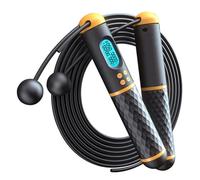 Alipis Corde à Sauter Pondérée Compteur Électronique Corde sans Fil Antidérapante pour Fitness Entraînement Cardio Mma et Gym Poignée Noire et Jaune et Poids Exercice Sécurisé et Précis