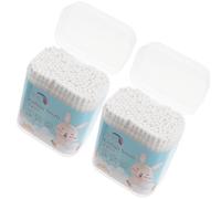 Alipis Cotons-tiges pour Bébé 2 Boîtes de 200 Tête Ronde Double Inclinaison Coton et Papier Écologique Nettoyage Oreilles et Nez Bébé Usage Quotidien