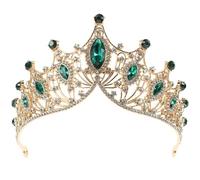 Alipis Couronne de Mariage Élégante en Alliage Vert Style Baroque Vintage, Tiare Délicate pour Décoration de Tête Lors de Mariages et Festivals