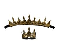 Alipis Couronne de Roi Médiévale en Mousse Pu 3d Confortable et Réaliste 2 Pièces pour Fêtes D'anniversaire et Performances Scène