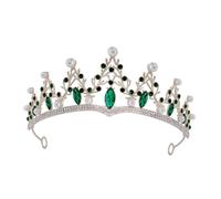 Alipis Couronne de Strass Dorée Verte pour Mariée Diadème de Mariage Élégant Accessoire de Coiffure pour Cérémonie et Séance Photo Couronne pour Femmes Diadème de Concours de Beauté