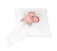 Alipis Coussin D'alliances Rond Blanc en Tissu à Motif Floral, Porte-alliances Décoratif Réutilisable pour Cérémonie de Mariage, Accessoire Mariage Élégant pour Porte-bagues, Oreiller