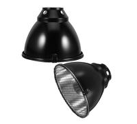 Alipis Couvercle de Lampe Chauffante 2 Sets Inclus pour Reptiles Abat-Jour en Dôme Résistant à Chaleur en Acier Inoxydable Noir pour Terrarium et Cage