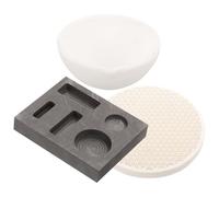 Alipis Creuset de Fusion en Graphite 100G Kit 3 Pièces pour Moulage d'Or Cuivre et Métaux Bol de Fusion Portable Moules à Lingots et Plaque Alvéolée Ronde Petite pour Bijoux et Artisanat