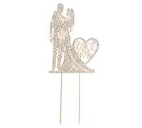 Alipis Décoration Gâteau Mariage Mr Mrs Doré et Argenté Cake Topper Cœur Romantique pour Fête de Fiançailles et Accessoire et Élégant