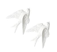 Alipis Décoration Murale Hirondelle en Résine 2 Pièces, Sculpture Murale Style Européen Vintage, Blanc, pour Chambre et Salon, Facile à Installer
