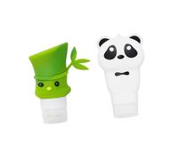 Alipis Distributeurs Lotion Mignons En Silicone Alimentaire 2 Pièces Forme Panda Et Bambou Pour Voyage, Camping, Usage Shampooing Et Gel Bain