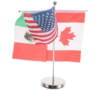 Alipis Drapeau de Table 2026 Coupe du Monde Amérique du Nord - Ensemble 3 Mini Drapeaux Mexique États- Canada avec Supports en Acier Inoxydable Base Métallique Stable pour