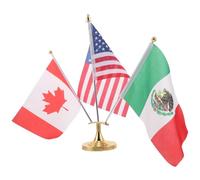 Alipis Drapeau de Table 3 Pièces États- Mexique Canada avec Mât Métallique et Socle Stable Support de Bureau Intérieur pour Réunion Salle de t Événement Drapeaux
