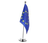 Alipis Drapeau de Table de L'union Européenne avec Support Stable, Mini Drapeaux Décoratifs pour Bureau et Fête, Décoration Festive pour Espace de Travail, Pavillons Européens sur Socle