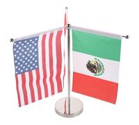 Alipis Drapeaux de Bureau Miniatures Socle Métallique Robuste - Ensemble 3 Pièces - Mini Drapeaux Décoratifs pour Bureau, Événements Diplomatiques et Festivals - Usage Polyvalent