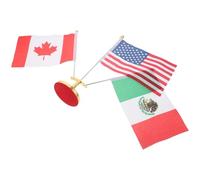 Alipis Drapeaux de Table États-Unis Mexique et Canada avec Socle Métallique Ensemble 3 Mâts Compacts Supports Robustes pour Bureau Décoration Professionnelle et Événements