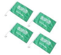 Alipis Drapeaux de Voiture Arabie Saoudite en Polyester 4pcs Clips pour Fenêtres, Réutilisables Décorations Extérieures et Célébrations Nationales