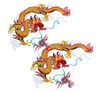 Alipis Ecusson Thermocollant Dragon Chinois Brodé Résistant pour Vêtements et Jeans Patch Asiatique Décoratif pour Vestes et Costumes Traditionnels Applique Ronde pour Cheongsam et