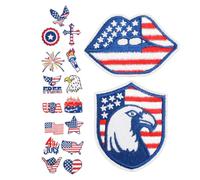 Alipis Écussons Thermocollants Réparation Textile Patriotique 17 Pièces en Polyester Adhésif Thermofusible et Fête de L'indépendance pour Vêtements et Accessoires pour Décoration DIY