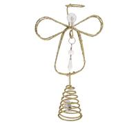 Alipis Élégant Embout Ange Métal Doré Scintillant avec Base Spirale Décor de Noël pour Sapin Installation Rapide et Présence Céleste Festive