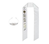 Alipis Ensemble 2 Pièces Couronne Strass Argentée et Écharpe de Remise de Diplômes 2026, Accessoires de Fête Élégants pour Cérémonie, Décorations de Remise de Diplômes Polyvalentes