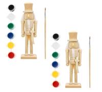 Alipis Ensemble De 2 Casse-Noisette en Bois à Peindre, Figurine Classique | Kit Prêt à Peindre avec Pinceau et Pigment, pour Débutants, Enseignants, Tables et Décor Saisonnier