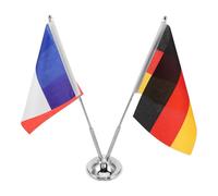 Alipis Ensemble de Drapeaux de Bureau Français et Allemand, Petit Drapeau National sur Mât en Acier Inoxydable avec Support Stable en Fer, Décoration pour Salle de Réunion et Événements