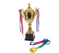 Alipis Ensemble Trophée Sport 42 Cm Métal Doré avec Médaille d'or et Ruban pour Tournois et Compétitions Athlétiques, Récompense Sportive Complète pour Événements et Remises de Prix