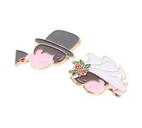Alipis Épingle de Mariage pour Couple en Métal, Design Unique Cartoon, Symbole Confortable de Relation, pour Festivités de Mariage, Lot de 2 Pièces