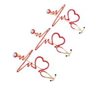 Alipis Épingle Décorative Médicale en Alliage de Zinc Rouge, Design Créatif D'électrocardiogramme, Lot de 3 Pièces, pour Vêtements D'infirmière en Milieu Hospitalier