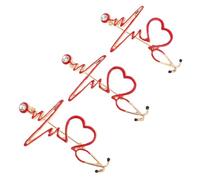 Alipis Épingle Électrocardiogramme Créative Rouge en Alliage de Zinc 3pcs pour Blouse Infirmier Chic et Pratique en Milieu Hospitalier