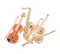 Alipis Épingles de Revers Vintage Trompette et Flûte, pour Festivals de Musique Saxophone Ensemble de 4 en Alliage Doré, Badges Instruments de Musique Créatifs Guitare