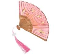 Alipis Éventail Asiatique Pliable en Soie et Bambou Style Rétro Chinois, Décoration Murale Unique Surface Lisse, Ventilateur D'ornement pour Maison Élégante Couleur Couleur Aléatoire